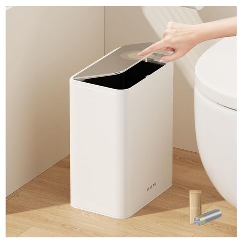 Kitchen Bathroom (8 Gallon/30 Liter) Trash Can - Stainless Steel Garbage Cans with Foot Pedal, Recycling Bin with Lid for Office Bathroom Decor (White) in Saudi Arabia
