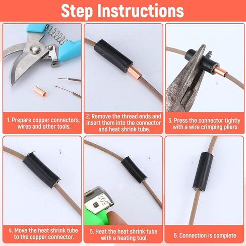 250PCS Wire Ferrules Kit, 7 Size Copper Wire Connectors, Non Insulated Electrical Butt Terminals in Saudi Arabia