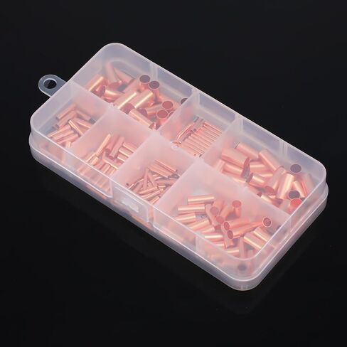 250PCS Wire Ferrules Kit, 7 Size Copper Wire Connectors, Non Insulated Electrical Butt Terminals in Saudi Arabia