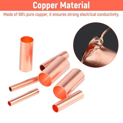250PCS Wire Ferrules Kit, 7 Size Copper Wire Connectors, Non Insulated Electrical Butt Terminals in Saudi Arabia