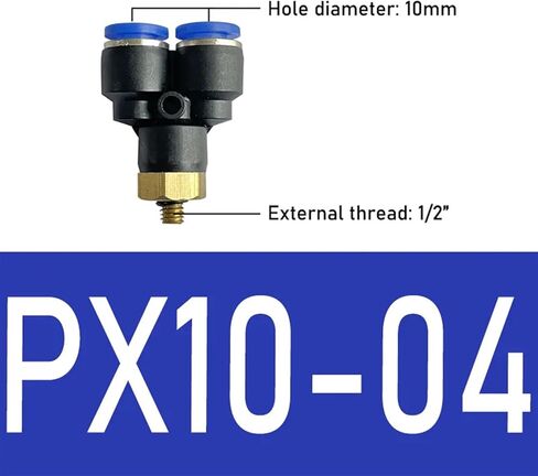 1 قطعة تركيب موصل الهواء الهوائي PX 4 مللي متر 6 مللي متر 8/10 مللي متر الموضوع M5 1/8 "1/4" 3/8 "1/2" BSPT تركيبات خرطوم بلاستيك Y-شكل تي شيرت (PX10-04) in Kuwait