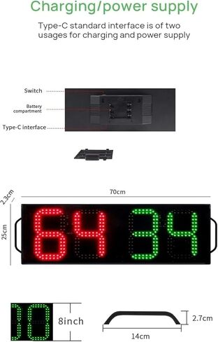 Electronic Large Basketball Scoreboard,LED Football Replacement Board Football Referee Injury Stop Time Display Electronic Football Scoreboard Battery in Kuwait
