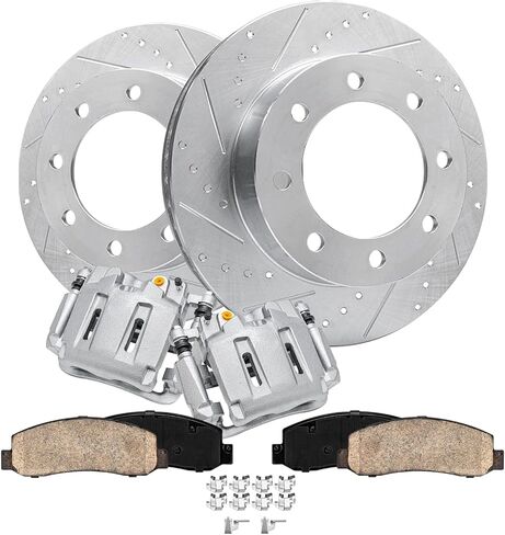 Detroit Axle - مجموعة الفرامل الأمامية لشيفروليه GMC K3500 دودج رام 2500 3500 بديل محفور ودوارات فرامل قرص محفورة in Kuwait