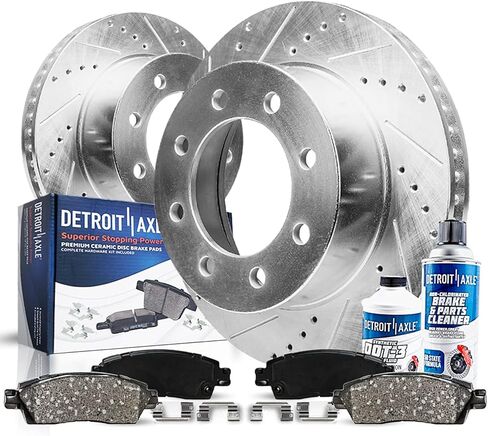 Detroit Axle - مجموعة الفرامل الأمامية لشيفروليه GMC K3500 دودج رام 2500 3500 بديل محفور ودوارات فرامل قرص محفورة in Kuwait