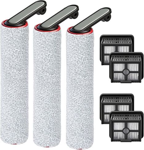 فرشاة دوارة وفلتر بديل متوافق مع Dreame H12 Pro، H12 Dual، G10 Pro ملحقات المكنسة الكهربائية الرطبة والجافة اللاسلكية، 3 عبوات من الفرش الدوارة + 4 عبوات من مرشحات المكنسة الكهربائية in Kuwait