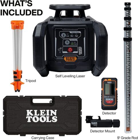 Klein Tools 93RLS مجموعة أدوات مستوى الليزر الدوارة ذاتية التسوية باللون الأخضر، أفقي/عمودي مع نقطة راسيا، نطاق 1150 قدم، قابل لإعادة الشحن، حامل ثلاثي القوائم، كاشف، قضيب درجة 9 أقدام، حقيبة حمل، ≥ 5 ميجاوات فئة 3R in Saudi Arabia