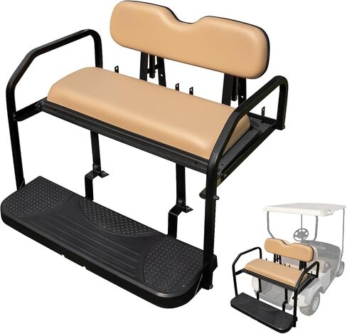 طقم المقعد الخلفي لعربة الجولف من NOKINS، مقعد خلفي قابل للطي لـ EZGO TXT 1994.5-UP & Freedom T48 2014+، إطار فولاذي مربع 1.25 بوصة، حوامل حزام أمان مدمجة، مقاومة للأشعة فوق البنفسجية، بطانة إسفنجية عالية الكثافة (أسمر) in Saudi Arabia