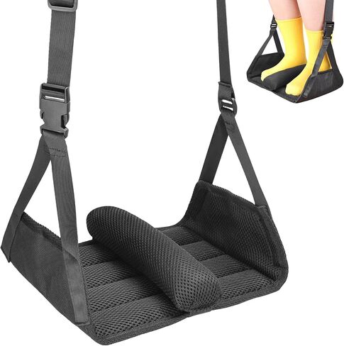 أرجوحة قدم دافئة للطائرة، أرجوحة قدم بقاعدة من الخيزران قابلة للطي للسفر بالطائرة مع غطاء دافئ، مسند قدم محمول للمكتب، أساسيات السفر بالطائرة in Kuwait