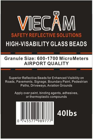 Multipurpose Reflective Glass Beads for Traffic & Crafts: Includes Traffic Paint, Road Markings, Curb Paint, Striping, Parking, Crosswalks, Driveways, Airports, Signs, & Arts (40, Pounds) in Kuwait