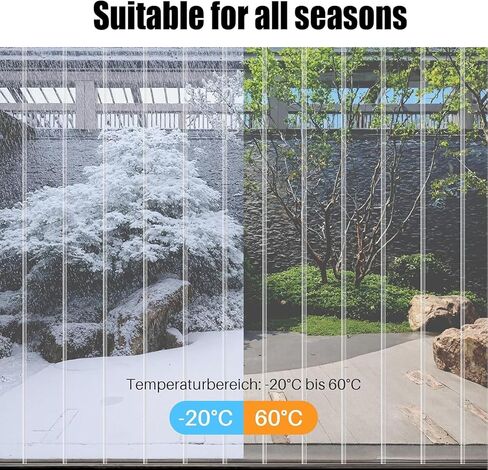 باب ستارة من شريط PVC الشفاف - شرائط بلاستيكية معزولة للإعصار لمحلات السوبر ماركت والجراجات والمستودعات والحظائر - 165 × 190 سم (64.96 × 74.8 بوصة) - متينة وسهلة التركيب in Kuwait