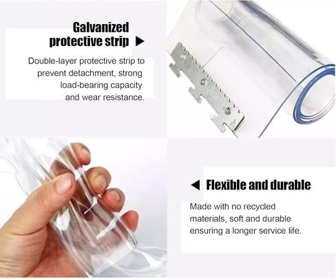 ستائر شريطية مقاومة للماء من مادة PVC - ستائر باب تجارية من الفينيل لمنزل ومستودع الحيوانات الأليفة - شرائط أبواب بلاستيكية شفافة 53.15 × 78.74 بوصة (عرض 135 × ارتفاع 200 سم) in Kuwait