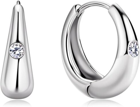 14K Gold Over S925 Sterling Silver D-Color VVS1 Clarity Diamond Hoop Earrings for Women, Ideal Gift Birthday for Her in Kuwait