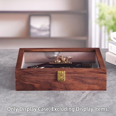 حافظة عرض المسدس من خشب الجوز الصلب مع قفل مناسبة للعملات التذكارية والمسدسات العتيقة والأحجار الكريمة والعينات in Kuwait