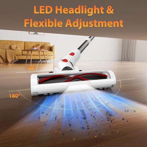 Tikom V750 Cordless Vacuum Cleaner for Home, 45000Pa/500W Stick Vacuum with LED Display, Charging Wall Dock, Anti-Tangle, Lightweight Handheld Vacuum for Pet Hair, Hard Floor, Carpet, White in Kuwait