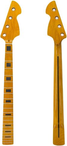 باس باس باس باس باس - 34 بوصة ، 21 فريت ، القيقب مع لوحة خشب الورد - FITS P BASS MOTY (42 مم من الجوز) ، تطعيم الكتلة ، اللمعان الأصفر in Kuwait