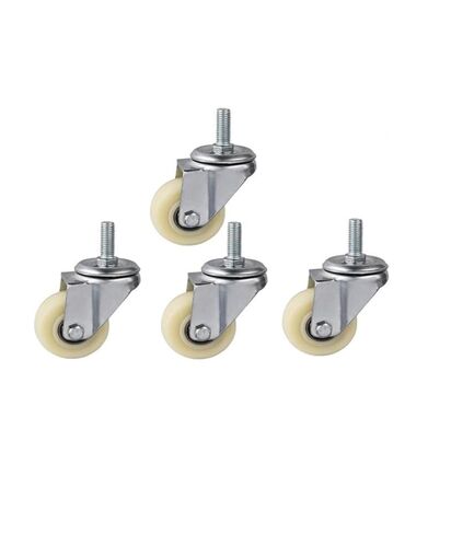 [Pack of 4] Casters 2-inch Screw Universal Wheel M10*25 wear-Resistant Steering Medium White Nylon Frame in Saudi Arabia
