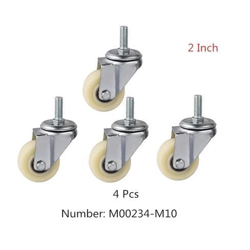 [Pack of 4] Casters 2-inch Screw Universal Wheel M10*25 wear-Resistant Steering Medium White Nylon Frame in Saudi Arabia