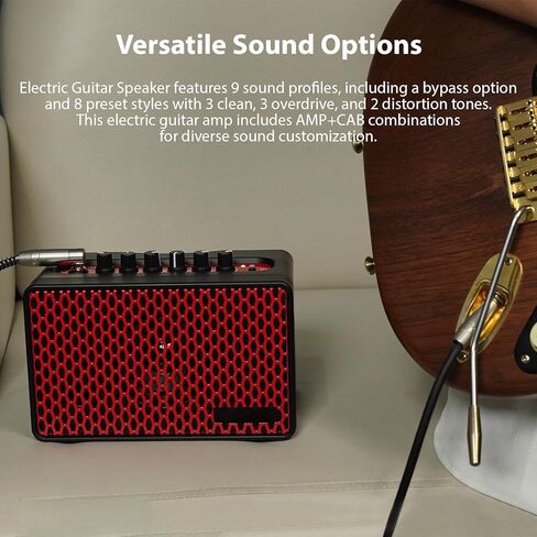 10W Electric Guitar Amp Speaker Portable Guitar Practice Speaker with 9 Sound Profiles 8 Preset Styles 6 Adjustable Effects for Street Performances Rechargeable Built in BT in Saudi Arabia