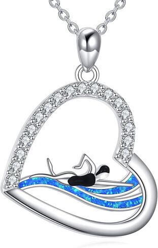 قلادة السباحة من الفضة الإسترلينية الملهمة قلادة السباحة الرياضية للنساء مدرب السباحة للأم in Kuwait