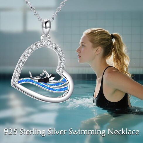 قلادة السباحة من الفضة الإسترلينية الملهمة قلادة السباحة الرياضية للنساء مدرب السباحة للأم in Kuwait