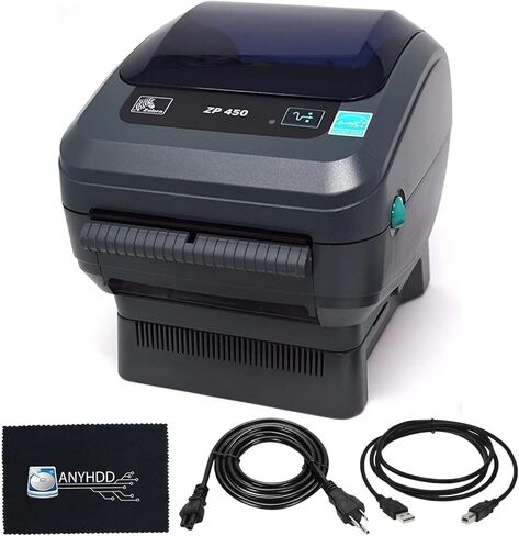 Zebra ZP450 (ZP 450) Direct Thermal Label Barcode Printer - 1 Year Warranty, USB, Serial, and Parallel Connectivity 203 DPI Resolution with Power Cord + Microfiber Cloth in Saudi Arabia