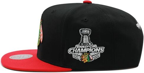 Mitchell & Ness Chicago Blackhawks NHL 2 Tone Side Patch Snapback Hat Adjustable Cap - Black/Red in Saudi Arabia