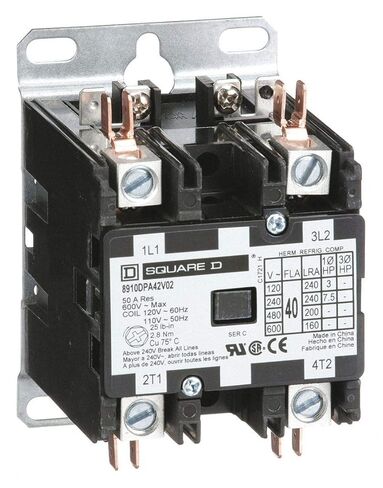 Square D 120VAC Definite Purpose Contactor; No. of Poles 2, 40 Full Load Amps-Inductive in Saudi Arabia