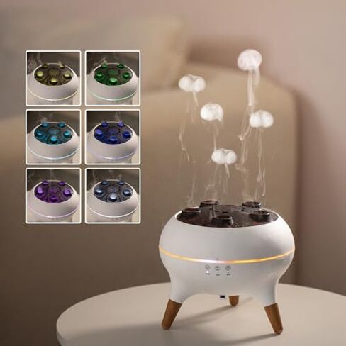 Jellyfish Essential Oil Diffuser,250ml Ultrasonic Aromatherapy Humidifier with 5-Nozzle Mist Ring,Sound Pickup Music Sync,7-Color LED Night Light,Remote Control, Quiet Desktop Decor for Home Office in Saudi Arabia