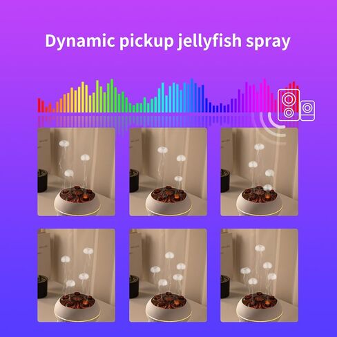 Jellyfish Essential Oil Diffuser,250ml Ultrasonic Aromatherapy Humidifier with 5-Nozzle Mist Ring,Sound Pickup Music Sync,7-Color LED Night Light,Remote Control, Quiet Desktop Decor for Home Office in Saudi Arabia