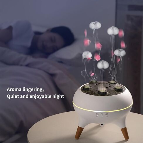 Jellyfish Essential Oil Diffuser,250ml Ultrasonic Aromatherapy Humidifier with 5-Nozzle Mist Ring,Sound Pickup Music Sync,7-Color LED Night Light,Remote Control, Quiet Desktop Decor for Home Office in Saudi Arabia