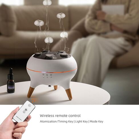Jellyfish Essential Oil Diffuser,250ml Ultrasonic Aromatherapy Humidifier with 5-Nozzle Mist Ring,Sound Pickup Music Sync,7-Color LED Night Light,Remote Control, Quiet Desktop Decor for Home Office in Saudi Arabia