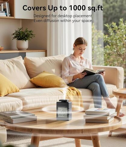 Essential Oil Diffuser, 1000 Sq.Ft Waterless Diffuser, Wireless, Battery Operated & Rechargeable, 7 Timers & 7 Mist Levels, Oil Diffuser for Office, Home, Large Room, Inky Black in Saudi Arabia