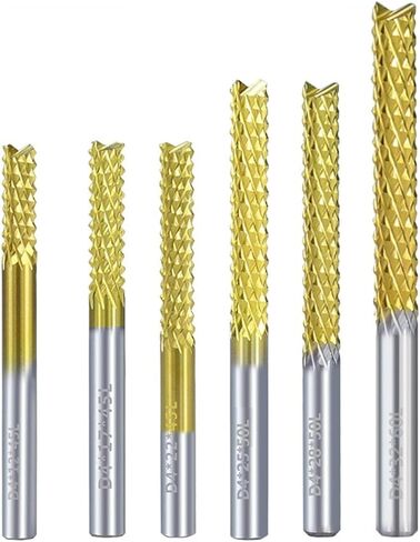 6 Pcs Titanium Nose End Mill 4mm Shank PCB Milling Cutter 12/17/22/25/28/32mm Cutting Length Corn CNC Rotary Burrs Set in Saudi Arabia