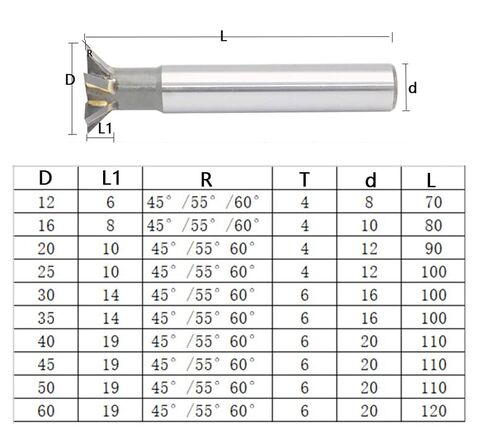 1pcs Dovetail Slotting Cutter 45 Degrees 60 Straight Shank HSS Slot End Mill CNC Router Bit for Metal Mold Steel Cast Iron Carbon(60 Degrees,D16Xd10X80L) in Saudi Arabia