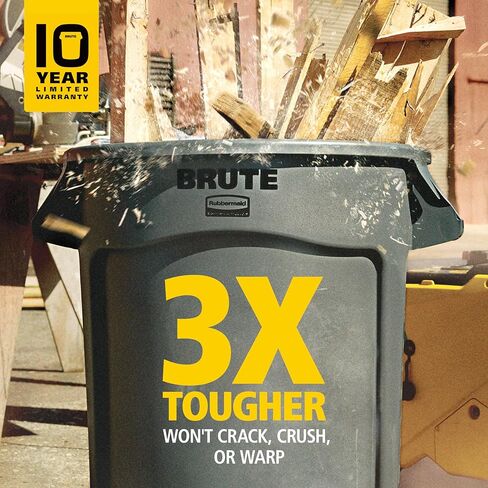 Rubbermaid Commercial Products BRUTE Heavy Duty Round Trash Can High Visibility Garbage Can 44 Gal Orange for Landscapers/Construction/Restaurants/Back of House/Offices in Saudi Arabia