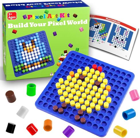 Bbiamsleep Pixel Art Kit، 500 قطعة 10 ألوان من الطوب البلاستيكي البكسل المهارات الحركية الدقيقة لألعاب تحفيز الدماغ والتدريب على فرز الصناديق الحسية in Kuwait