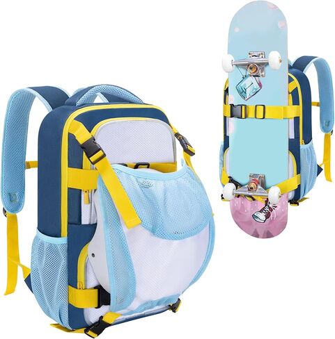 Skateboard Backpack with Board Straps and Helmet Holder, Skateboard Bag with Multiple Pockets for Sports in Kuwait