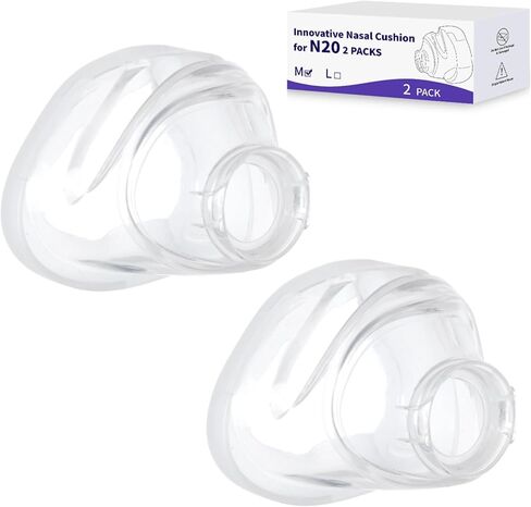 وسادة أنف بديلة لـ ResMed AirFit N20، متوافقة مع إطار Airfit N20 الأصلي، ختم موثوق به ووسادة قناع بديلة ملائمة تمامًا، تغطي الأنف، عبوتان، كبيرة in Saudi Arabia