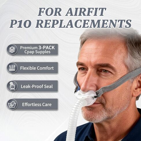 Replacement Nasal Pillow for ResMed Airfit P10, Compatiable with Orignal Airfit P10 Frame,Ultra-Soft Silicone, Gentle Fit, Comfortable Seal, Replacement CPAP Supplie, Medium in Saudi Arabia
