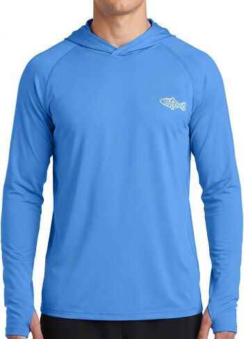 Men's Sun Protection Hoodie UPF 50 Long Sleeve Rash Guard Fishing Shirt with Hood Hiking Lightweight Hooded in Saudi Arabia