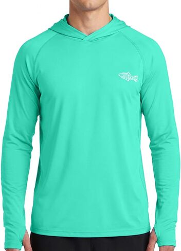 Men's Sun Protection Hoodie UPF 50 Long Sleeve Rash Guard Fishing Shirt with Hood Hiking Lightweight Hooded in Saudi Arabia