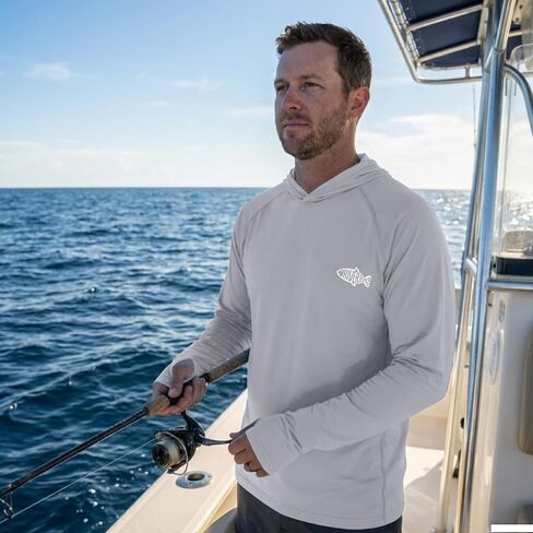 Men's Sun Protection Hoodie UPF 50 Long Sleeve Rash Guard Fishing Shirt with Hood Hiking Lightweight Hooded in Saudi Arabia