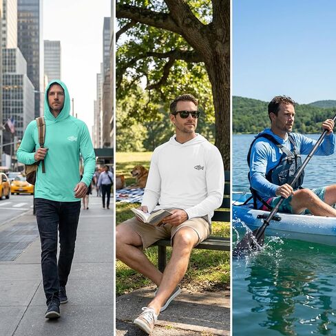 Men's Sun Protection Hoodie UPF 50 Long Sleeve Rash Guard Fishing Shirt with Hood Hiking Lightweight Hooded in Saudi Arabia