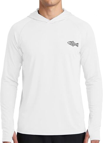 Men's Sun Protection Hoodie UPF 50 Long Sleeve Rash Guard Fishing Shirt with Hood Hiking Lightweight Hooded in Saudi Arabia