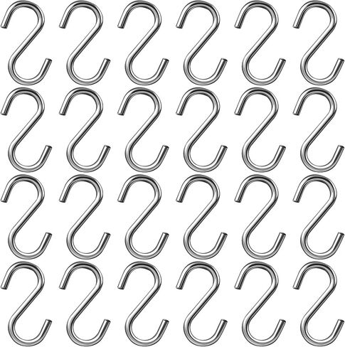 304 Stainless Steel S Hooks, 1.6 inch Heavy Duty S Hook, Stainless Steel Metal Hook, Hanging Hooks for Hanging Hammock Stand, Swing, Plants, Chain Hardware(30 PCS, Silver) in Kuwait