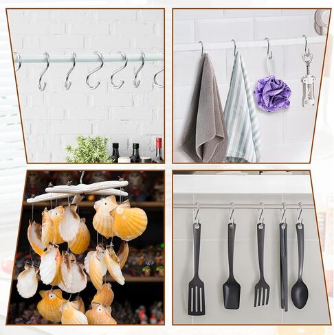 304 Stainless Steel S Hooks, 1.6 inch Heavy Duty S Hook, Stainless Steel Metal Hook, Hanging Hooks for Hanging Hammock Stand, Swing, Plants, Chain Hardware(30 PCS, Silver) in Kuwait