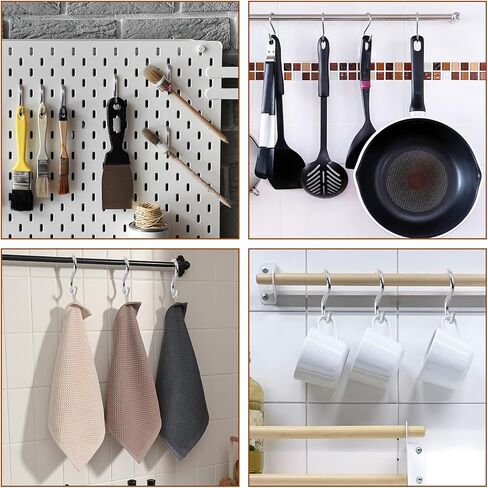 304 Stainless Steel S Hooks, 1.6 inch Heavy Duty S Hook, Stainless Steel Metal Hook, Hanging Hooks for Hanging Hammock Stand, Swing, Plants, Chain Hardware(30 PCS, Silver) in Kuwait