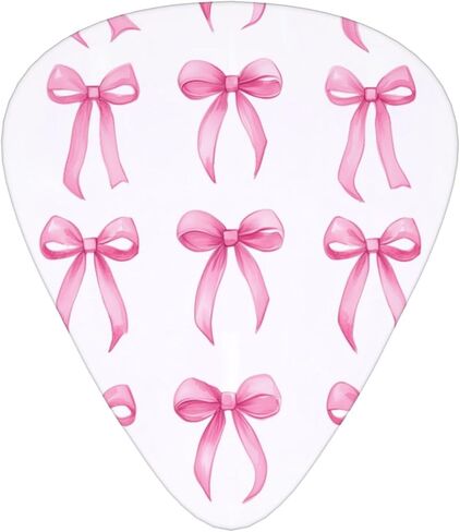 Pink Bows Guitar Picks Set 12 Picks Durable & Smooth For Electric, Acoustic, Bass, Ukulele in Saudi Arabia