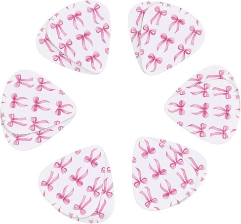 Pink Bows Guitar Picks Set 12 Picks Durable & Smooth For Electric, Acoustic, Bass, Ukulele in Saudi Arabia