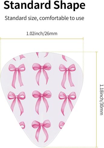 Pink Bows Guitar Picks Set 12 Picks Durable & Smooth For Electric, Acoustic, Bass, Ukulele in Saudi Arabia